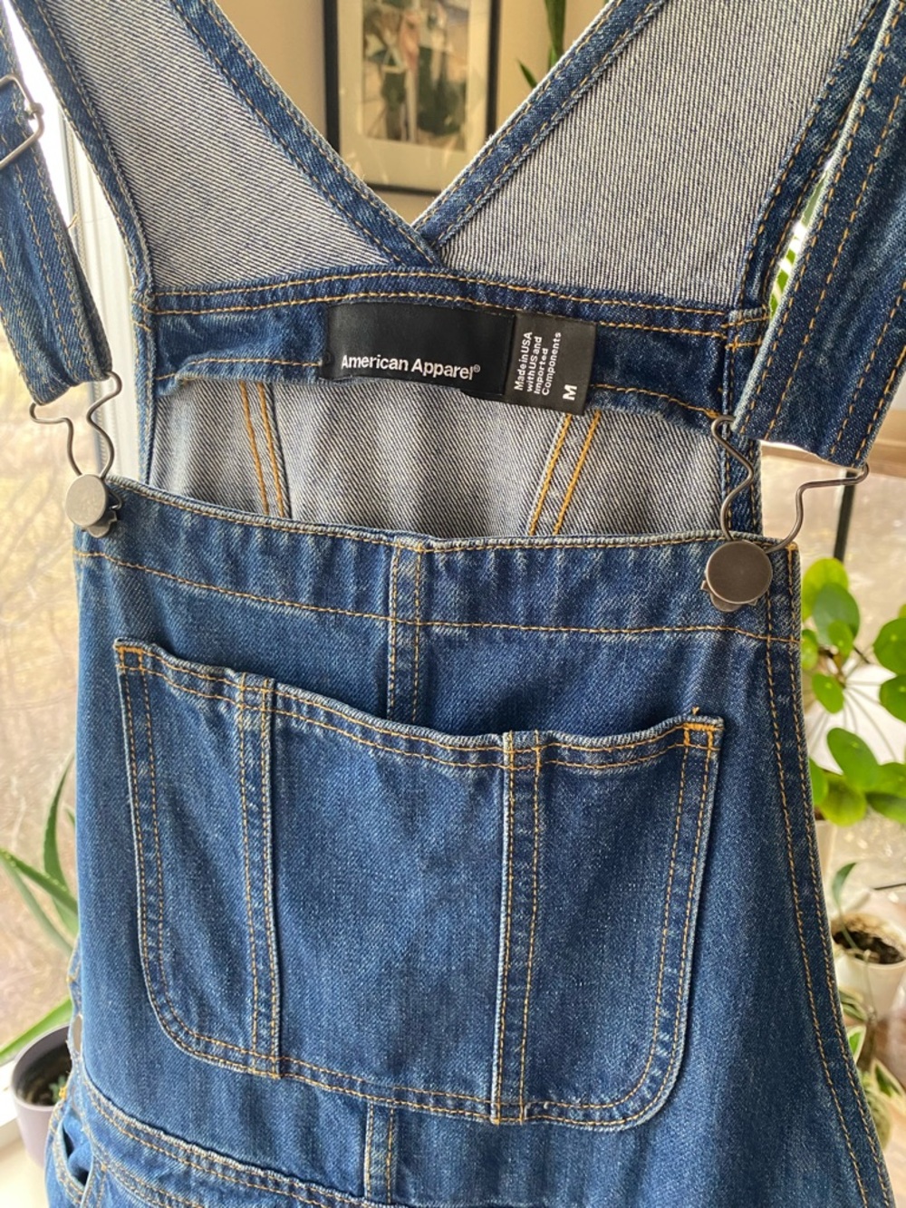 American Apparel Dark Blue Denim Overalls